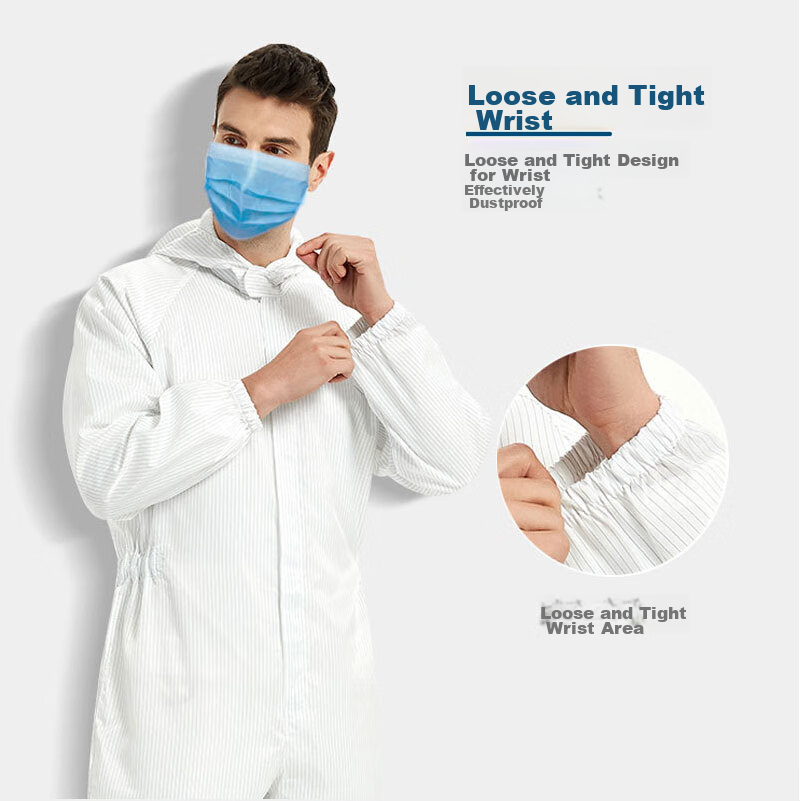 Jiuqiangu Antistatic Suit, Clean Room Coverall, Full-Body Dustproof Workwear for Men And Women, Customizable, Blue, 3XL 8