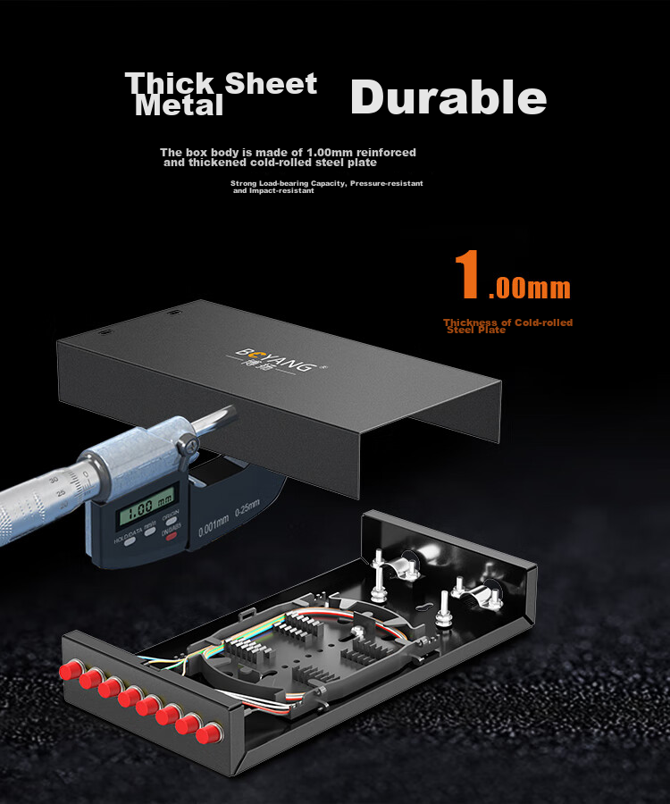 BOYANG BY-8FC 8-Port Desktop Fiber Optic Terminal Box Fully Equipped, Single-Mode Pigtail Fiber Optic Fusion Splice Box, Telecom-Grade Wall-Mounted Extension Box 6