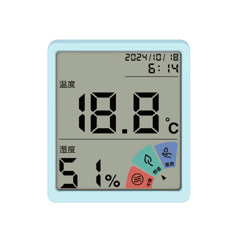 Deli Indoor Temperature And Humidity Meter Electronic Thermometer And Hygrometer for Office, Home Wall-Mounted Or Desktop Use in Baby Room, Children's Room, Elderly Care with Time Display + Calendar + Motion Sensor LE511
