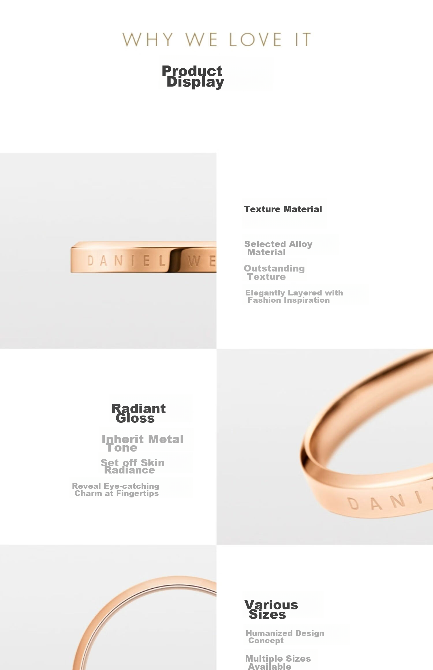 DanielWellington [Mashixun Same Style], DW Ring for Women, Classic Couple Rings, Rose Gold, Size 54, DW018 4