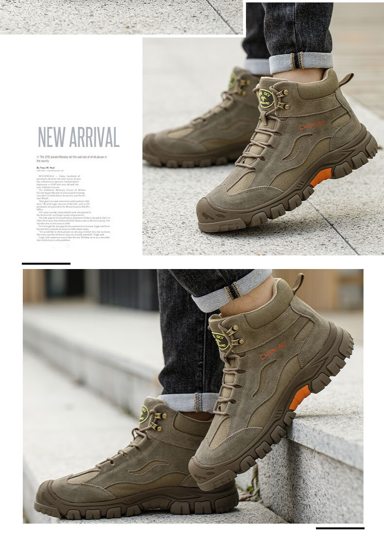 Chichengniao Safety Shoes for Men, Anti-Smashing And Puncture-Resistant Insulated Shoes with Plastic Toe Cap, Lightweight And Wear-Resistant Soft Sole, Breathable Summer Work Safety Shoes [High-Top Protection] Anti-Smashing And Puncture-Resistant - 2373 Sand Color Size 36 19