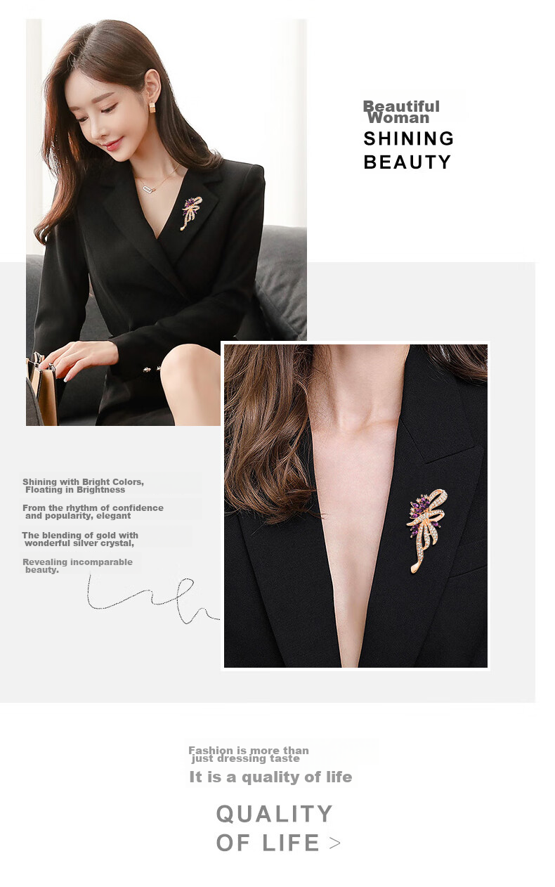 Dijing Chest Pin for Women, Luxury Brooch, Suit Pin, High-End Blazer Pin, Anti-Exposure Accessory, Elegant Clothing Ornament 5