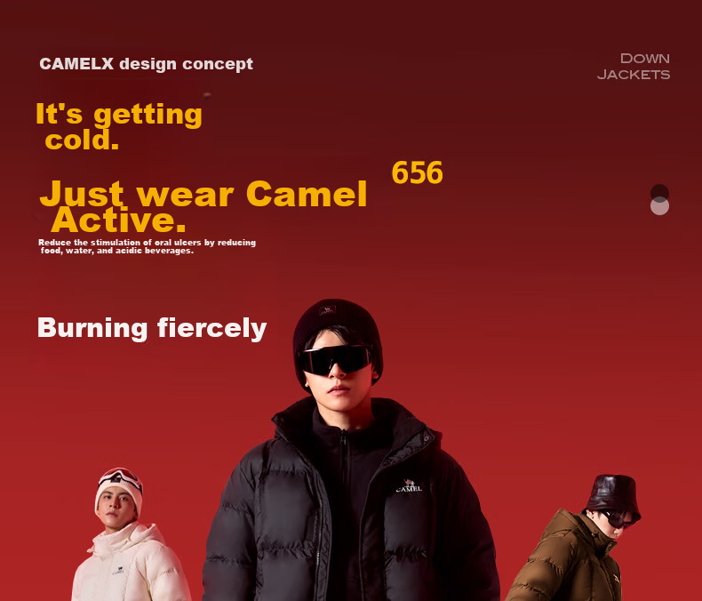 CAMEL Huoyanshan 656 down Jacket for Men, Winter Hooded Thick Warm Couple's Puffer Windproof Coat M34CA6B656 4