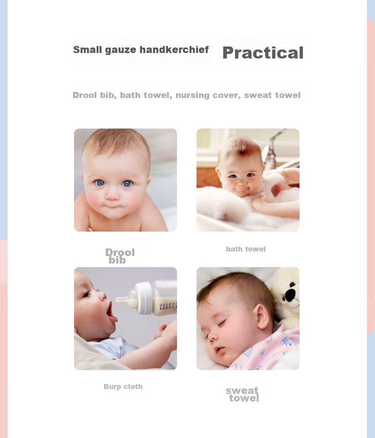 Babyprints Baby Drool Bib, Gauze Pure Cotton Baby Handkerchief Square Towel, Newborn Face Washcloth, Antibacterial, Pack of Te 11