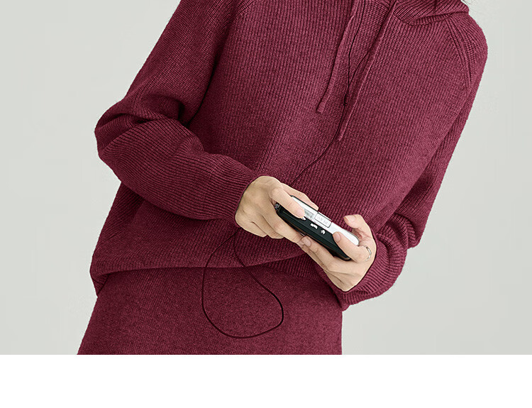 DME Relaxed Knit Set Spring Autumn Hoodie Knit Top + Elastic Knit Skirt Two-Piece Set 11