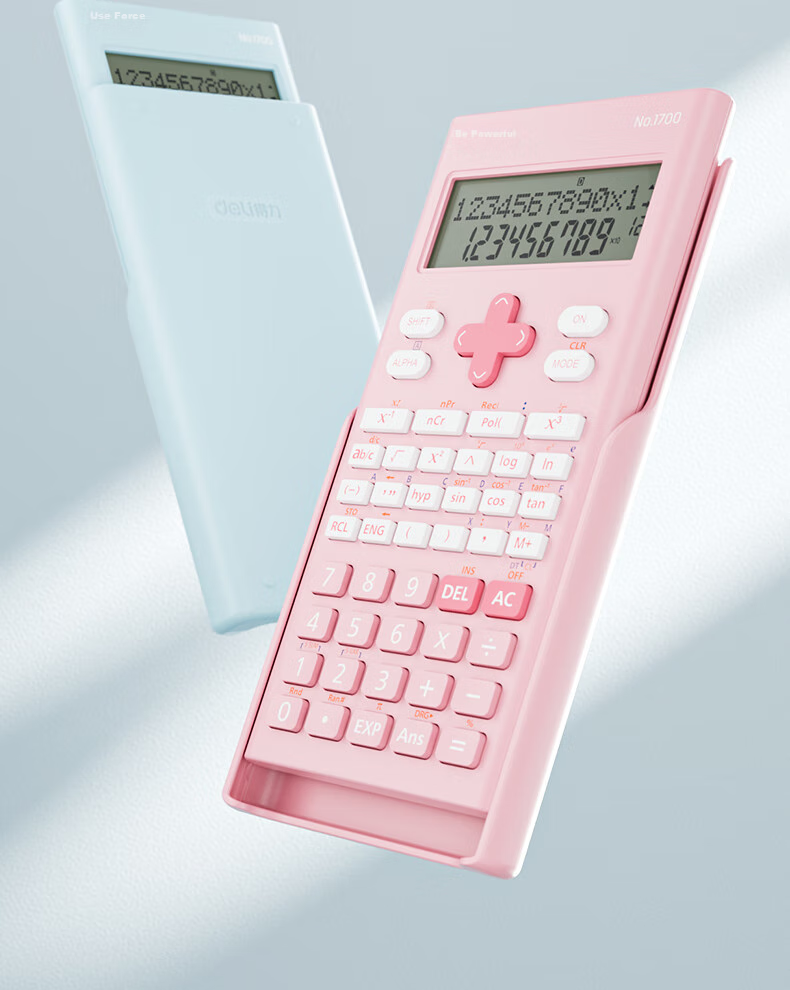 Deli Fashion Scientific Calculator with Dual-Line LCD Display And 240 Functions (For Middle And High School Students) Light Pink 1700 12