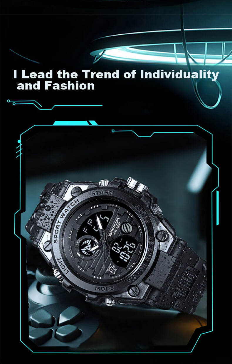 ABORNI Black Knight Watch for Men, Waterproof, Suitable for Middle And High School Students, New Year's And Valentine's Day Gift for Boyfriend Or Husband 3