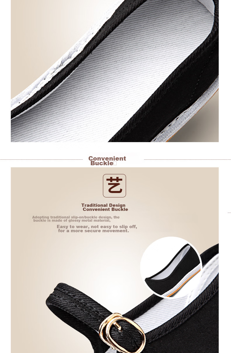 BUS HEYUAN Traditional Women's Hanfu with Breathable Buckle, Old Beijing Cloth Shoes, 91Y-1022A, Black Slip-On, Size 36 9