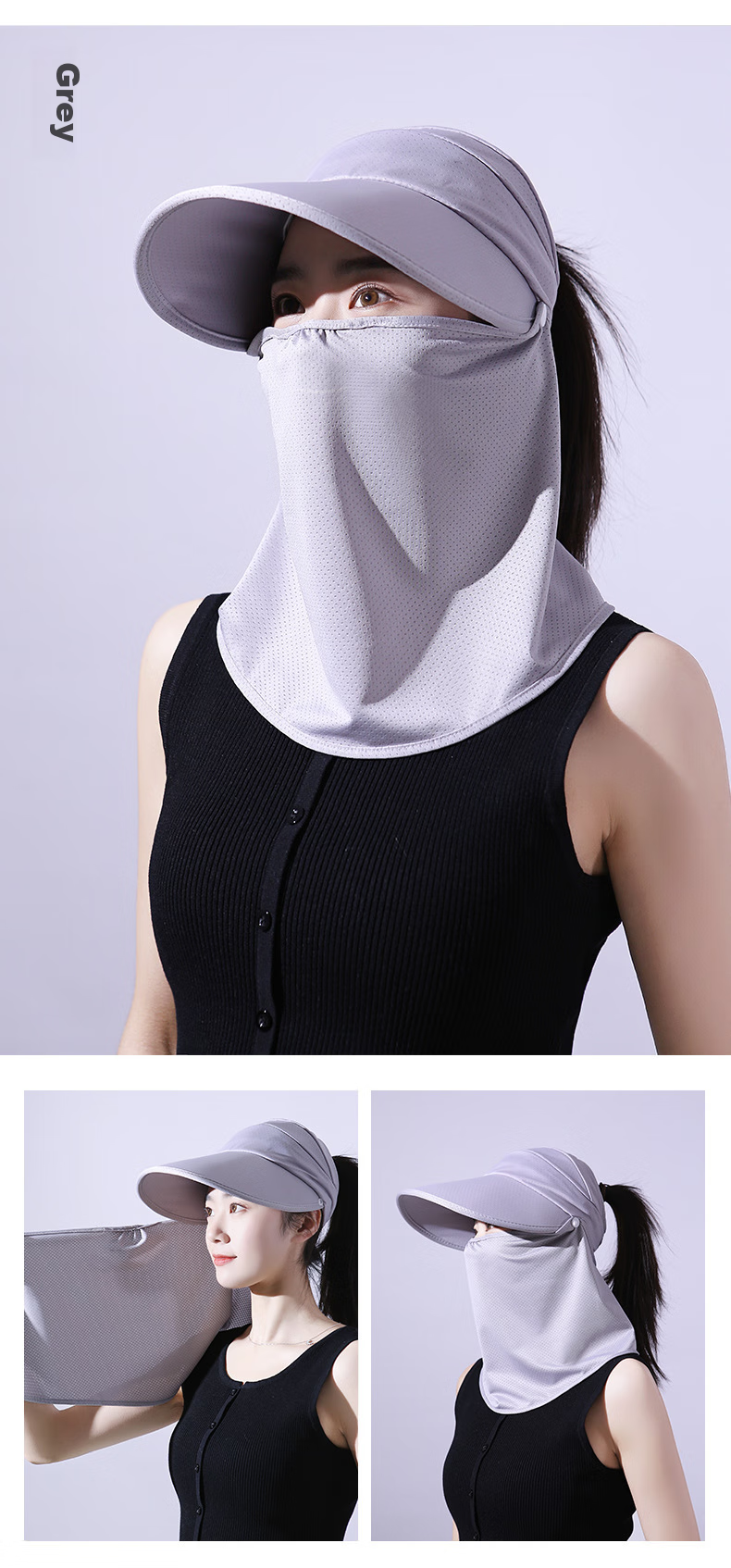 BIKEBROS Sun Protection Face Mask, Ice Silk Cool Neck Guard for Outdoor Driving Cycling Fishing Gear, Brim Style, Pink 12