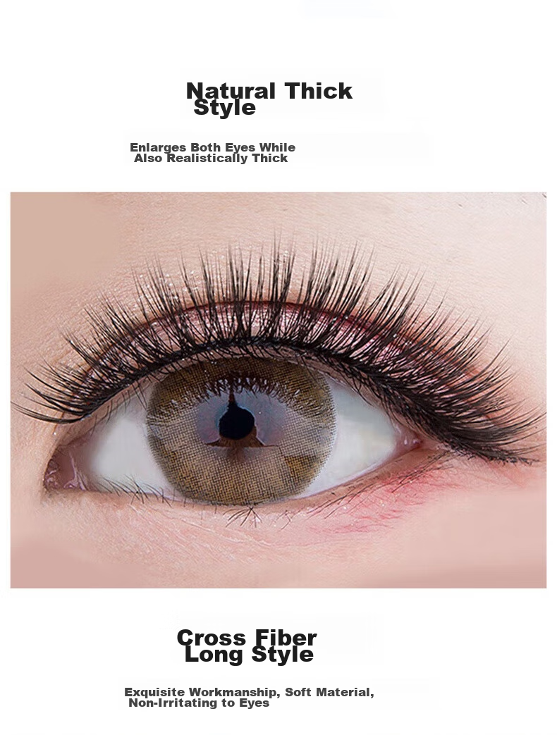 Jianyingshu Natural Dense False Eyelashes 5 Pairs Set, Full-Length One-Piece Lash Extensions, Non-Glue Required 10