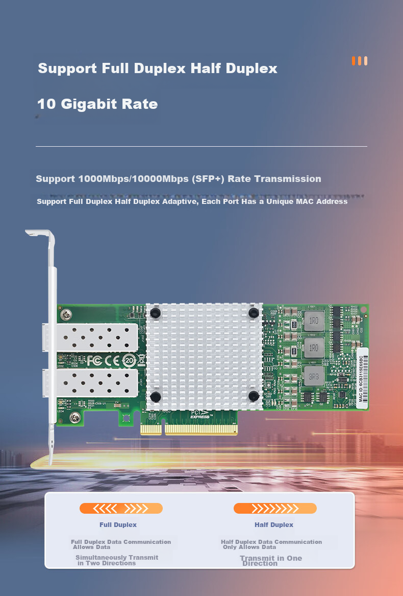 EB-LINK BCM57810S Chip, PCI-E X8 Gigabit Dual-Port Fiber Optic Network Card, 10G Server SFP+ Interface Network Adapter 8