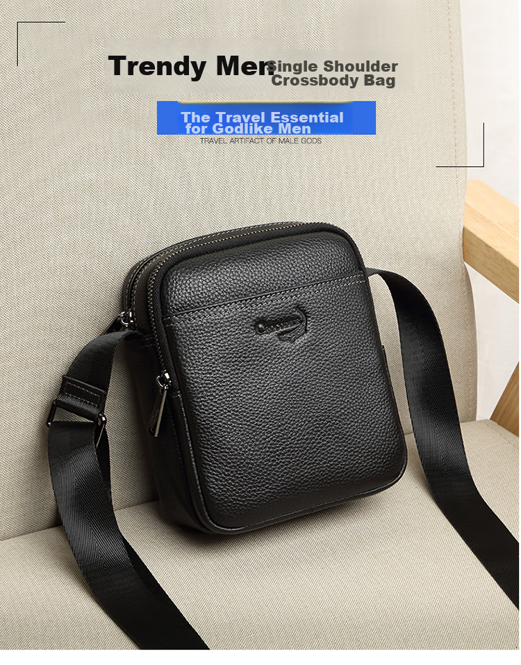 CROCODILE Youth Men's Handbag, Top-Layer Cowhide Leather Fashion Phone Bag, Men's Crossbody Shoulder Bag, Gift for Boyfriend XT9601 1
