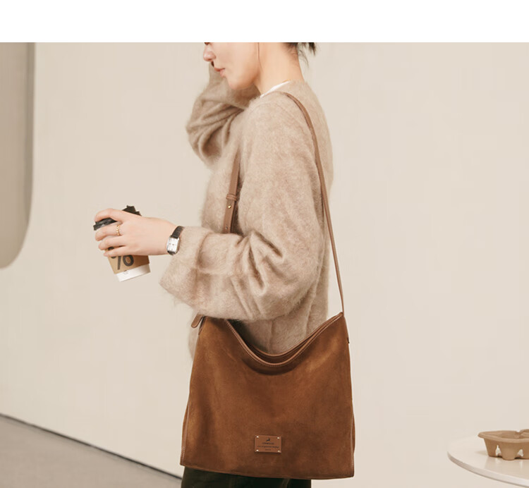 Mood Autumn And Winter Cowhide Hobo Tote Bag for Women, Large Capacity Commuter Underarm Single Shoulder Crossbody Bag, Birthday Gift Versatile Brow 28