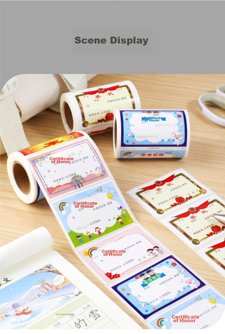 DSB (Disbi) Mini Certificate Stickers for Primary School Students, Kindergarten Children, And Reward Recognition Stickers - Assorted Pack/2 Rolls 200 Stickers RS-202 13
