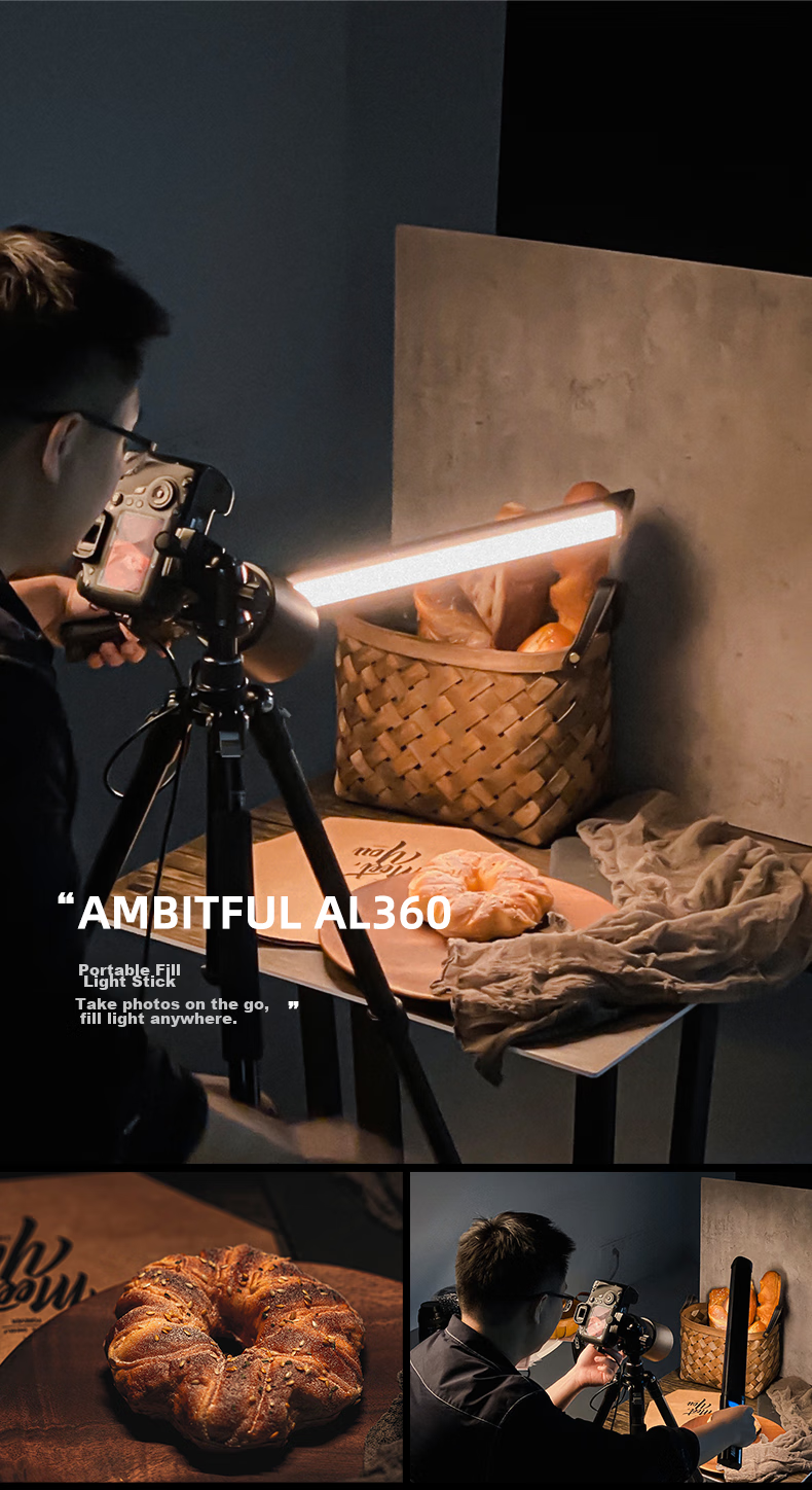 AMBITFUL Photography Fill Light, RGB Full Color Stick Light, Live Streaming Atmosphere Light, Outdoor Shooting Portable Pocket Light, Handheld Ice Light, LED Lighting 3