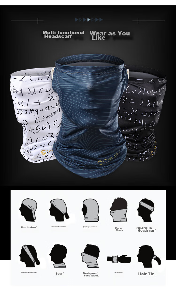 CAVALRY Summer Ice Silk Magic Headband Breathable Sun Protection Sports Ear-Loop Face Mask Dust-Proof Neck Gaiter Cycling Gear White 10