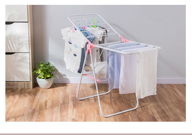 Ourunzhe Clothes Drying Rack, Foldable Floor-Standing Balcony Hanger, Indoor Clothes Storage Rack, Garment Drying Stand, 120cm 5