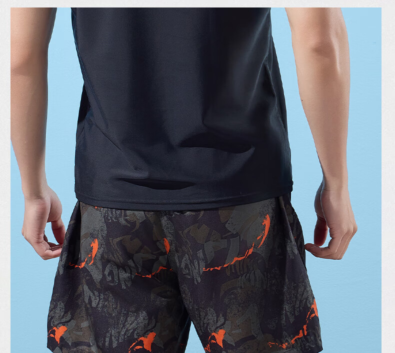 Li-Ning Swimming Trunks for Men, Anti-Embarrassment Knee-Length Double-Layer Swim Shorts, Comfortable High-Elasticity Water And Land Dual-Use Beach Shorts, 330 Black-Green XXL 16