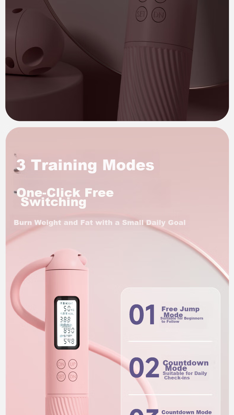 Yottoy Cordless Jump Rope for Weight Loss, Adult Fat Burning Resistance Counting Skipping Rope for Women, Dual-Use Large Ball + Long Rope - Pink 12