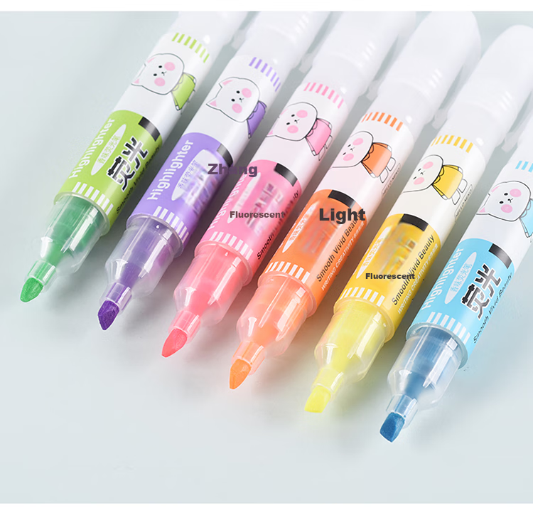 Genvana 6-Color Soft Tip Highlighters, Children's Day Gift, Flat Pen for Note-Taking, Reviewing, Journaling, Memorization Aid, Handwritten Markers G-0543 12