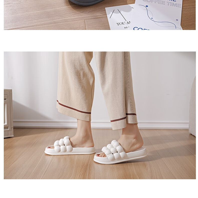 Huamei Comfortable Step-on-Cloud Couple Slippers Indoor Outdoor Non-Slip Thick Sole Soft Elastic HM2288 Yellow Size 40-41 13