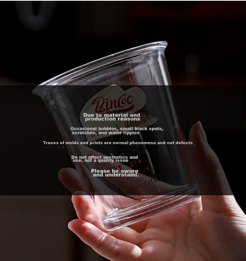 Bincoo Glass Coffee Cup, Iced Americano Cup, Dirty Ice Latte Cup, Cold Drink Summer Ins Transparent Cup, Can Be Placed in Dishwasher 19