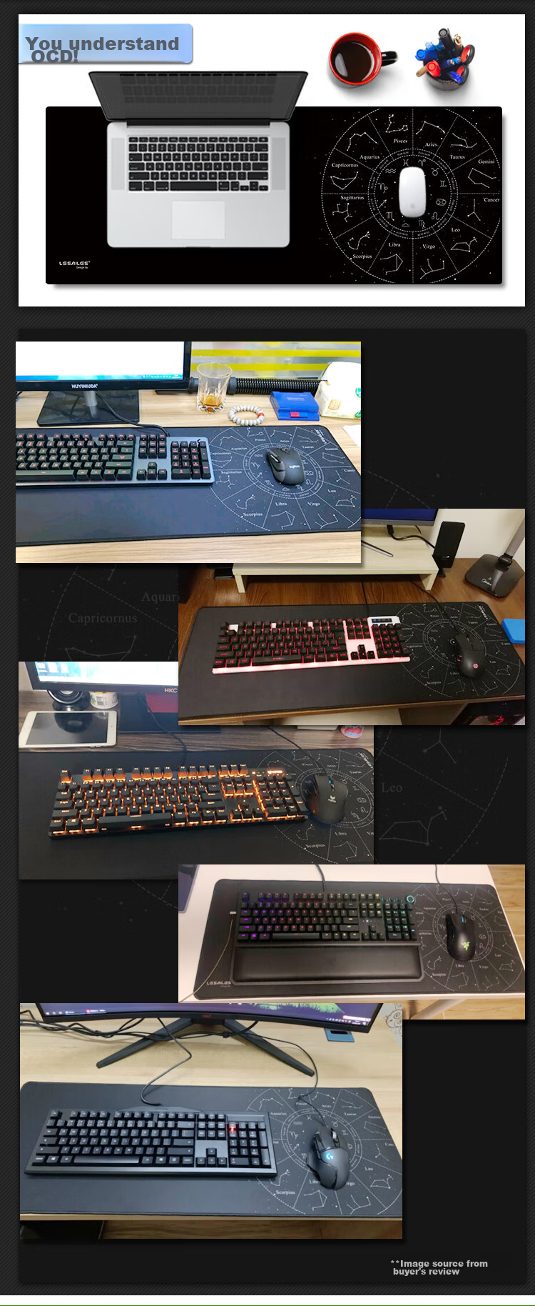 LESAILES Cute Cherry Blossom Pink Gaming Mouse Pad, Extra Large Computer Desk Mat, Easy to Clean, 800*300*3mm 3
