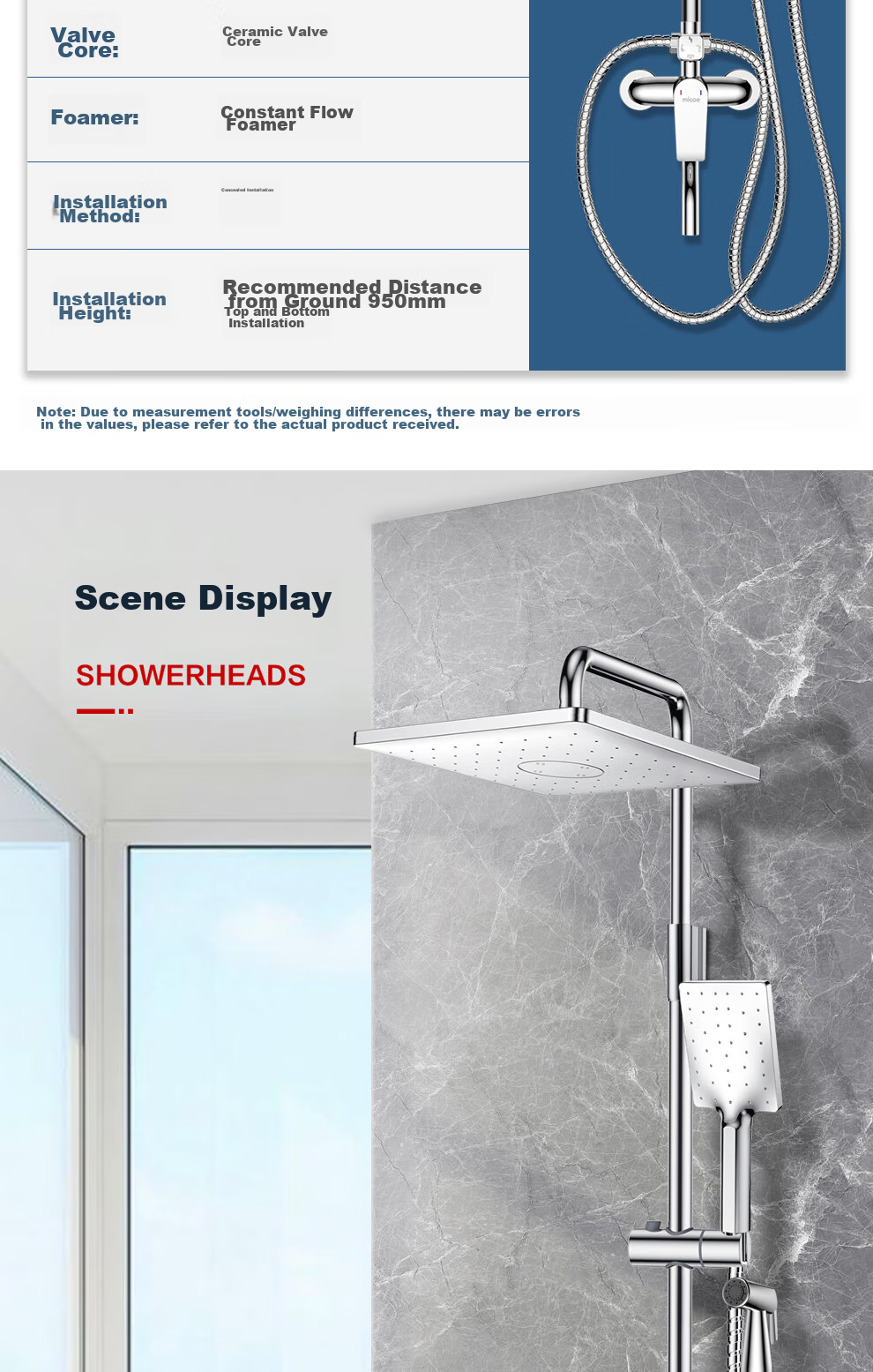 MICOE Shower Set with High-Quality Brass Faucet, Pressure-Increasing Shower Head, Four-Function Shower Kit M-A04094 25
