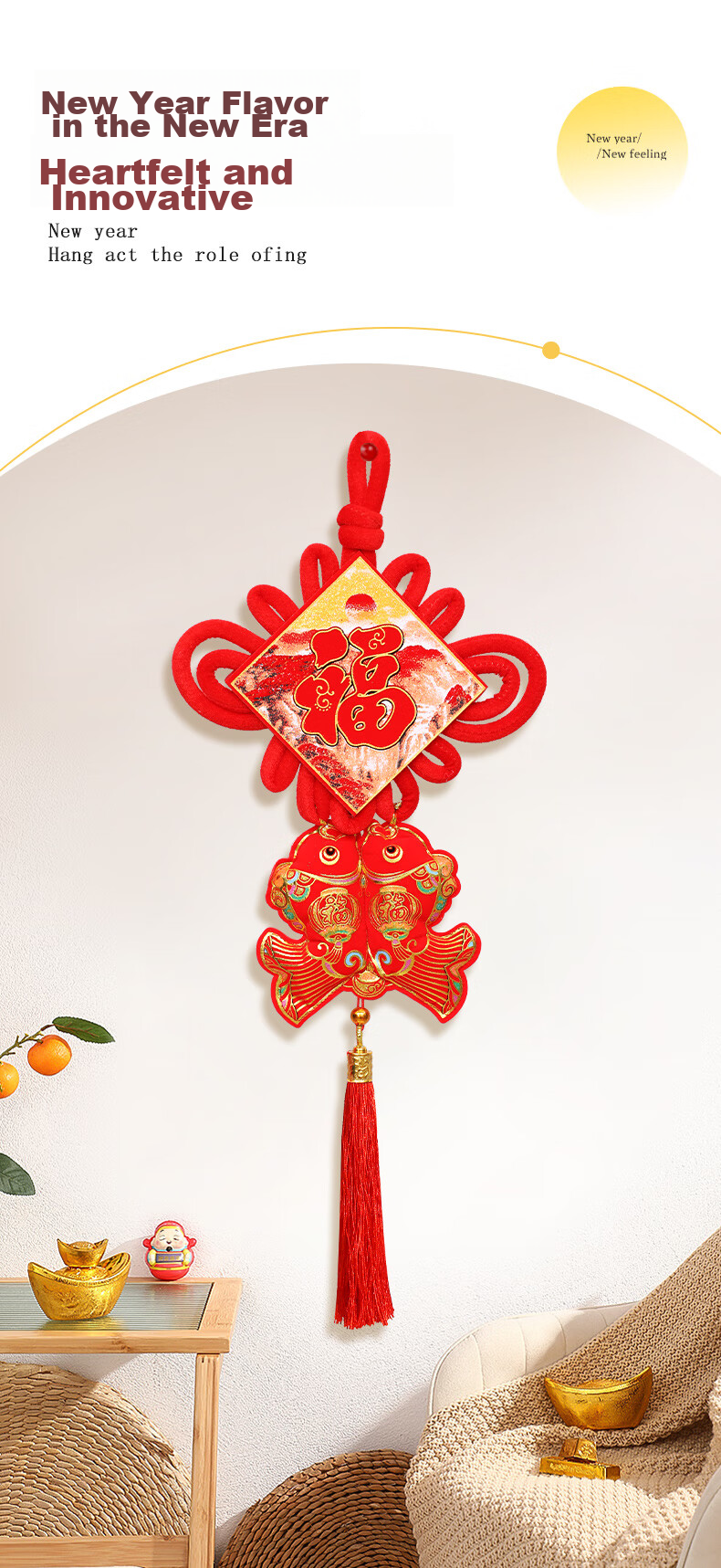 Hunlianqingcheng Chinese Knot Blessing Pendant, New Year Decoration, 2026 Spring Festival Horse Year, New Year's Living Room Hanging Ornament, Blessing Knot Chinese Knot Hanging Decoratio 6