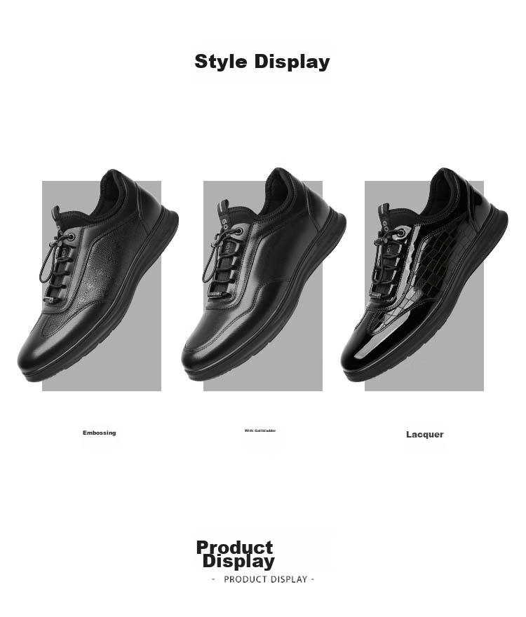 Goldlion Men's Shoes, Business Casual Shoes, Fashionable Comfortable Soft Elastic Band Leather Shoes G539410008AAA with Lining, Size 41 17
