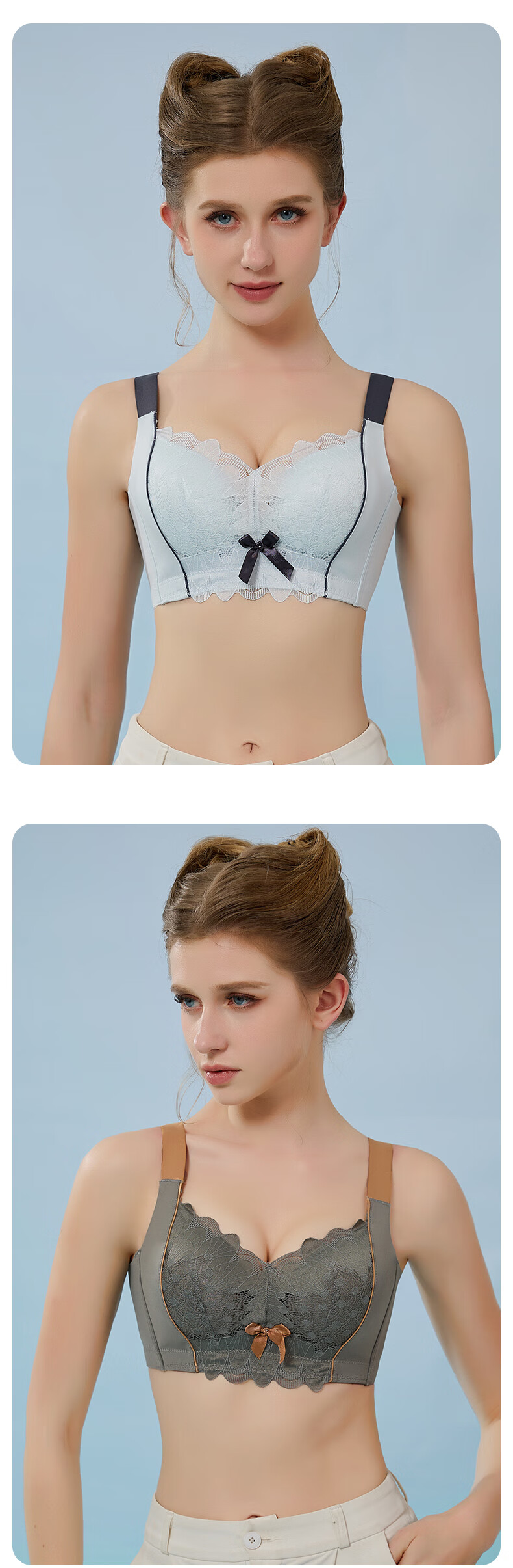 MiiOW Women's Sexy Lace Bra, Push-Up for Small Breasts, Lift And Prevent Sagging, Wireless, Enhancing Bra, Nude Color, Size 34AB 15