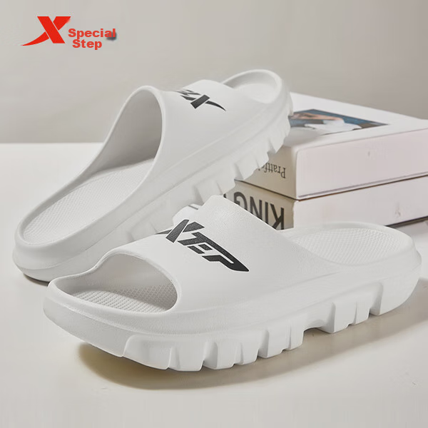 XTEP Sports Slippers, Couple's Slide Sandals, Summer Shoes, Women's Outdoor Sandals, Ladies' A041 White, Size 39-40
