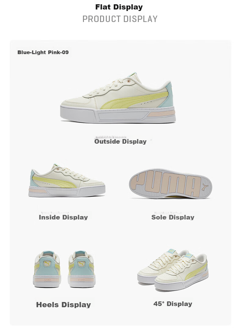 PUMA White Sneakers, Platform Tennis Shoes for Women, Sports Casual Shoes SKYE 374764, Size 38.5 10