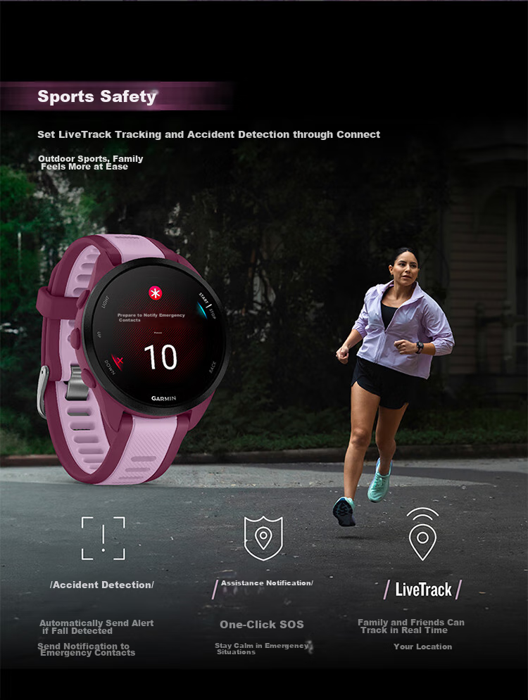 GARMIN Forerunner165 Heart Rate And Blood Oxygen Multi-GNSS Outdoor Sports Smartwatch, Music Version, Midnight Black 10