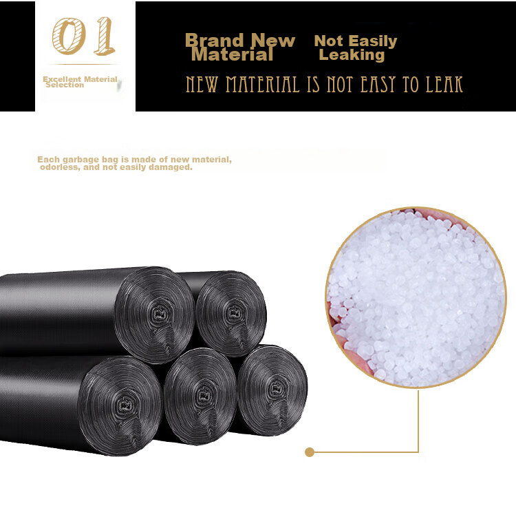 Lide Vest-Style Garbage Bags, Black, 50*60cm, 90 Pieces, Single-Sided, 1.2 Microns Thick, Large Size, Biodegradable Trash Bags 5
