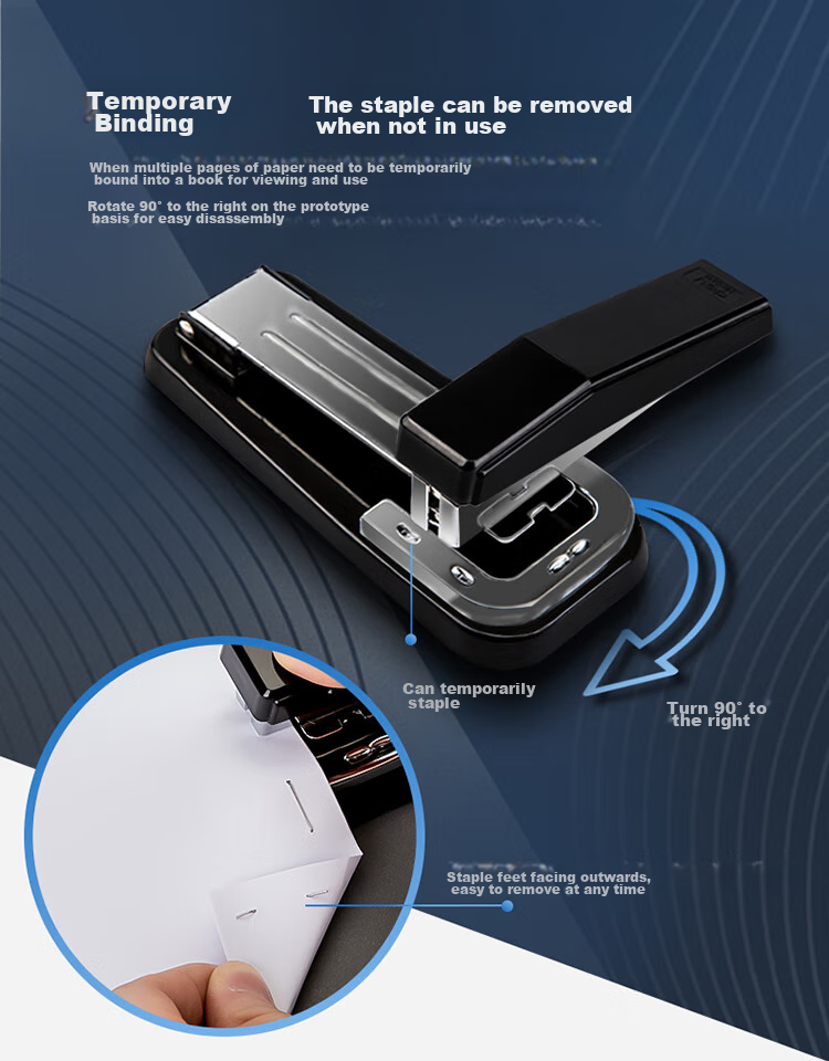 Deli Rotating Stapler/Stapler Small Size for Binding Center Binding And Temporary Binding, Removable Office Supplies, Black 0414 6