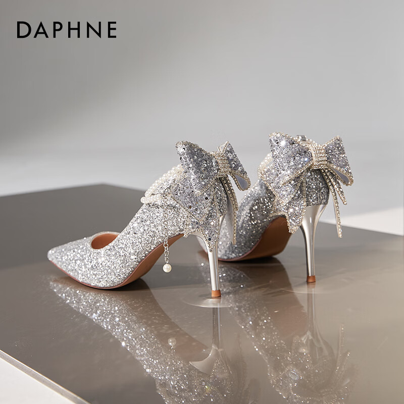 DAPHNE Pointed Toe Stiletto Crystal High Heels for Women, 2026 New Pure Seductive Fairy Style Wedding Bridesmaid Shoes, Exquisite Leather Shoes