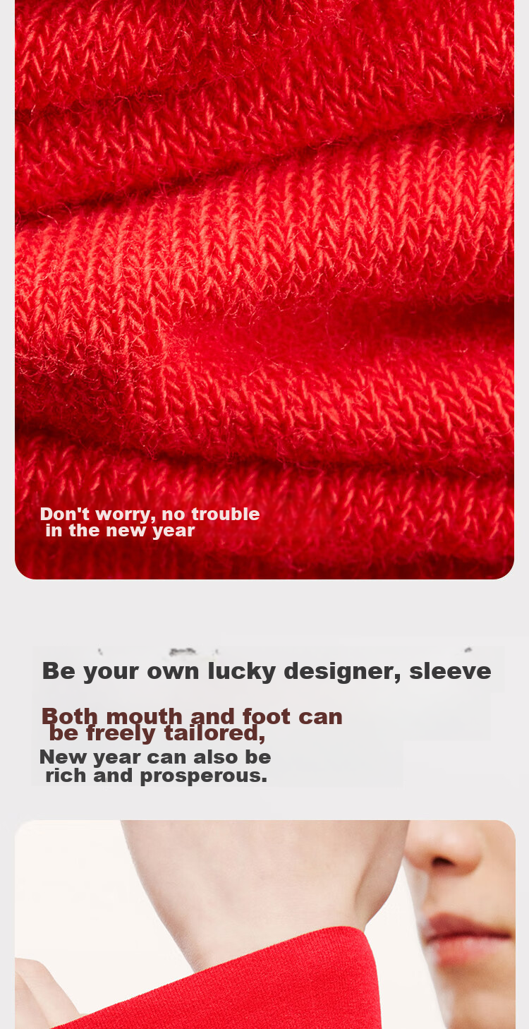 HLA [Hongyun Gift Box] Thermal Underwear for Men, Zodiac Year Double-Sided Fleece 230g, Jijie Red Underwear, Socks 11