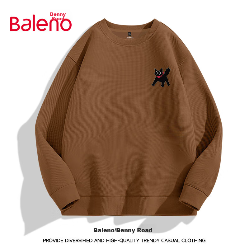 Baleno Waffle Knit Sweatshirt for Men, Spring Student Trendy Cartoon Long-Sleeve Jacket, Round Neck Couple's Oversized Pullover Top 18