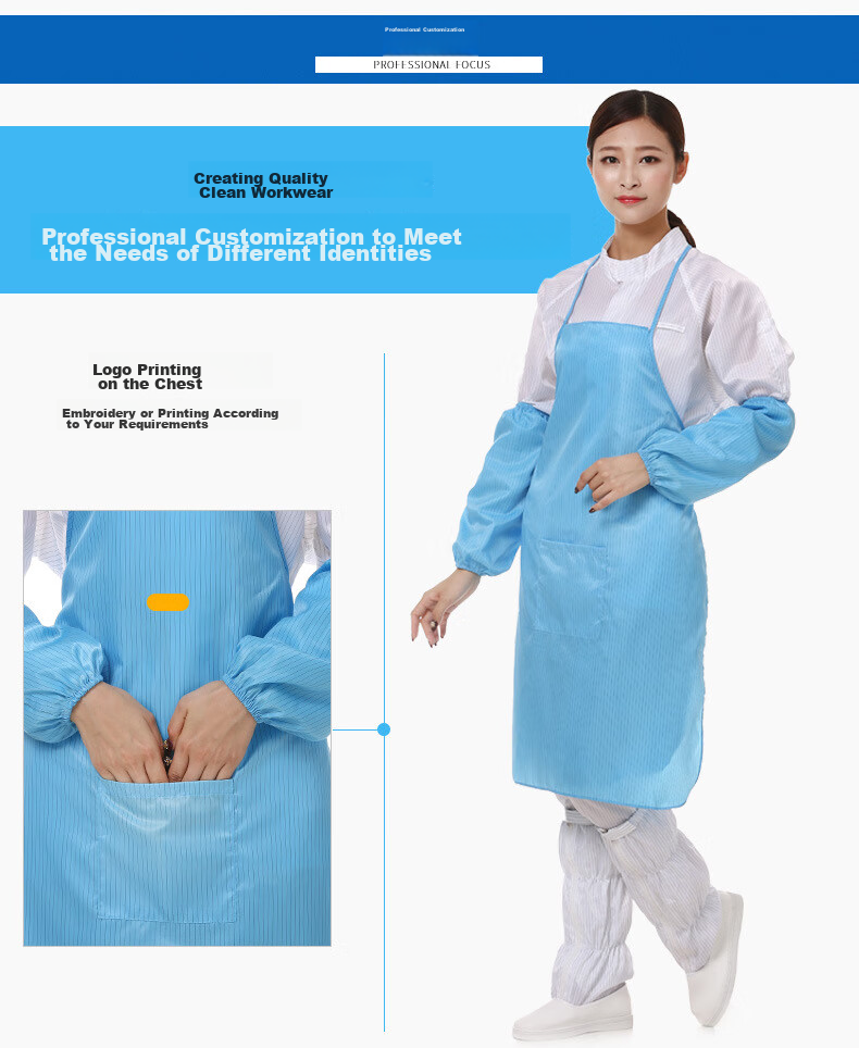 BAIGE Anti-Static Apron, Dust-Free Workshop Food Dust-Proof Apron, Work Apron Workwear, White [1 Piece], CW774561 10