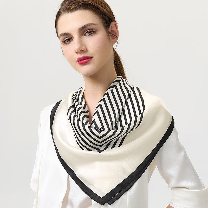 Sijie [Boutique Exclusive] Heavyweight Pure Silk Scarf, 100% Mulberry Silk Large Square Scarf with Print Shawl, Mid-Autumn Festival Gift