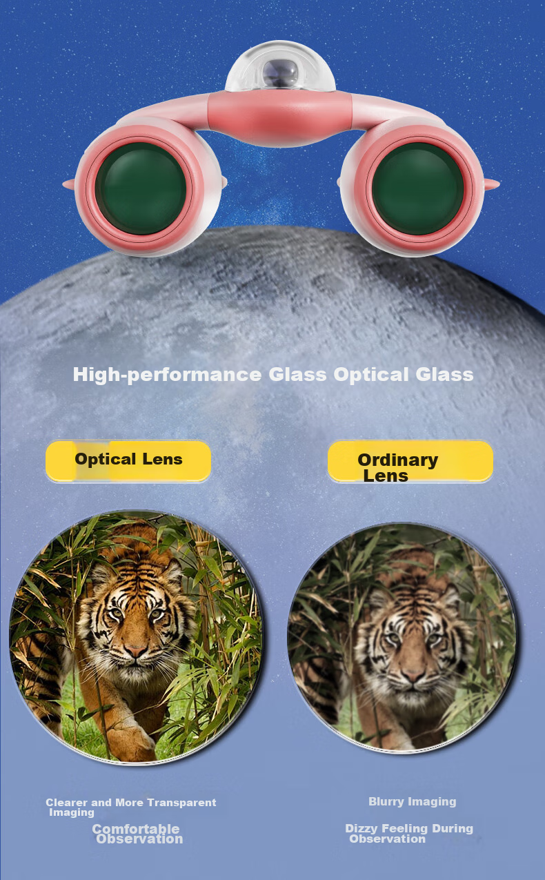 BOSMA Spaceship BOBO Children's Binoculars, High-Definition Bird Watching And Stargazing, Elementary School Student Birthday Gift, Starry Green Gift Box Set 9