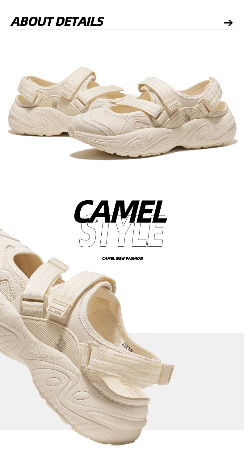 CAMEL Mary Sports Casual Shoes, Outdoor Beach Thick-Soled Heightening Women's Shoes, X24B09L7007, Beige, Size 40 23