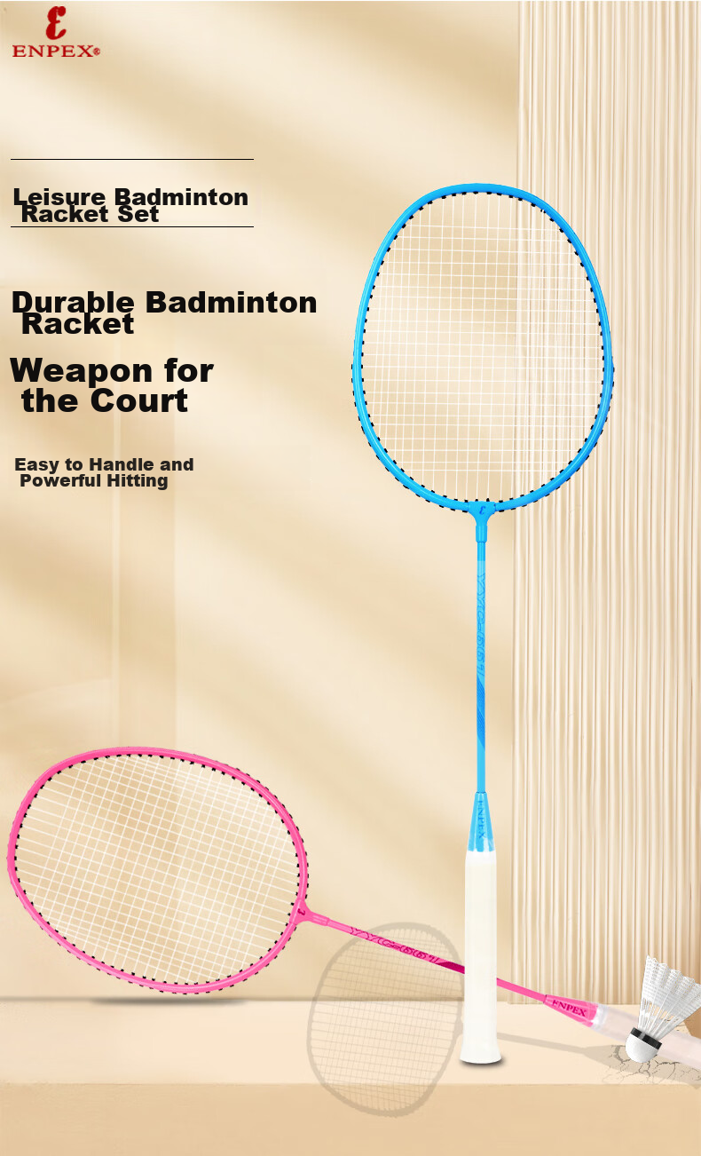 ENPEX Badminton Racket Set, Durable And Ultra-Light, for Adults And Students, Double Rackets YYC-661 with 101-3 Shuttlecocks Included 1