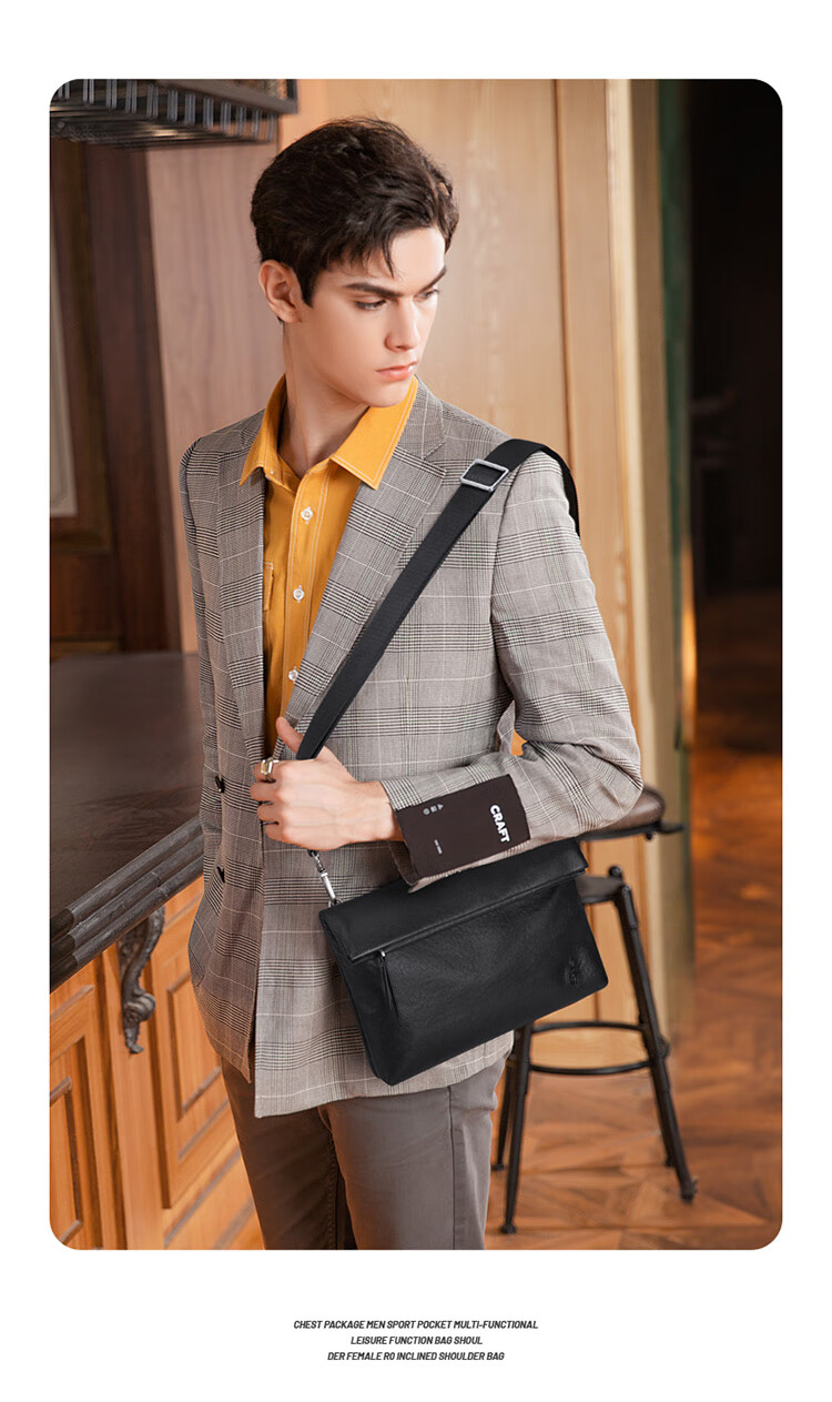 GOLF Shoulder Bag for Men, Top-Grain Leather Crossbody Bag with Multiple Card Slots, Handbag with Dual Use for Phone And IPad, Business Bag for Me 6