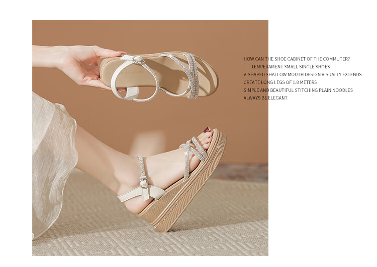 ZHR Women's Shoes, Summer Wedge Versatile Sandals, Fashionable Rhinestone Platform Slimming Beach Shoes for Women, AY161, Apricot Color, Size 35 30