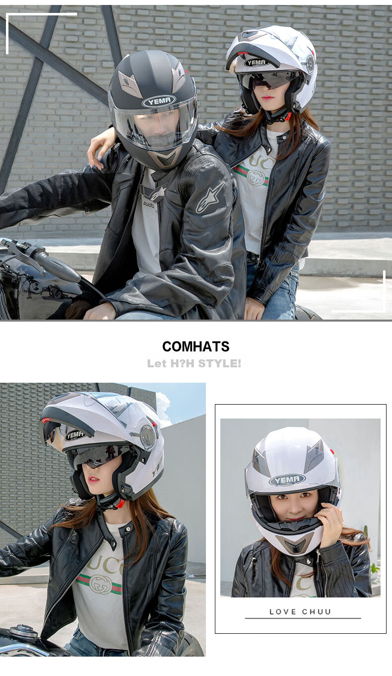 YEMA Motorcycle Helmet for Men, 3C Certified Flip-Up Helmet, Winter Dual-Lens Full-Face Motorcycle Helmet, All-Season Universal Fit, XL Size, Matte Black 12