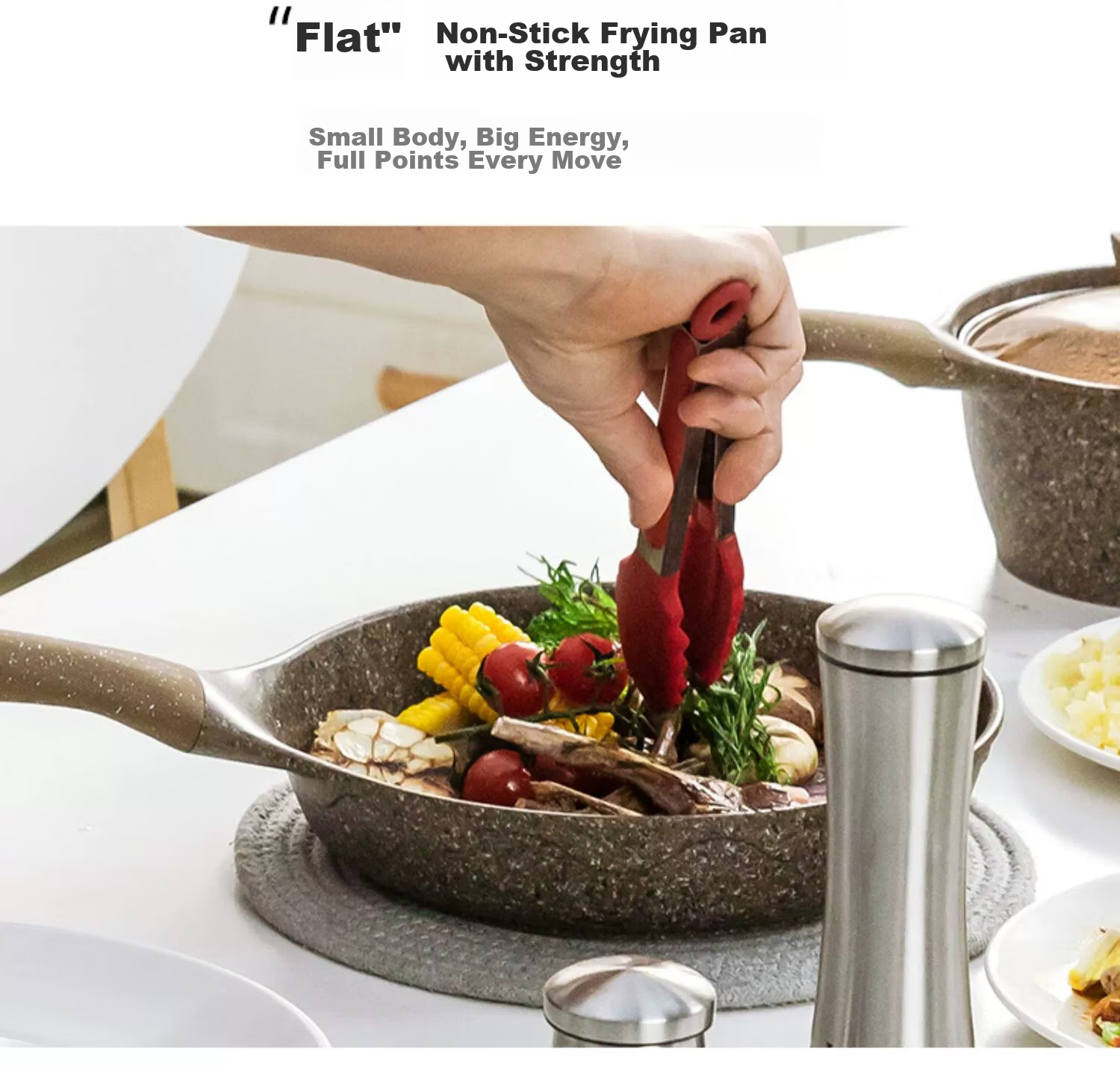 Amercook Alfitai Cookware Set, Two-Piece Set Including Wok, Non-Stick Pan, Flat Bottom Pan, Frying Pan, Amermeal Maifanshi Two-Piece Set, Suitable for Induction Cookers And Gas Stoves 18