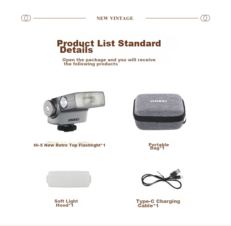 JINBEI JINBEI Camera Flash, Hi-5 Hot Shoe Light, Photography Light, Camera Hot Shoe Fill Light, Suitable for Sony, Fuji, Canon, Nikon, Olympus, Hi-5 Color Filter Softbox 3
