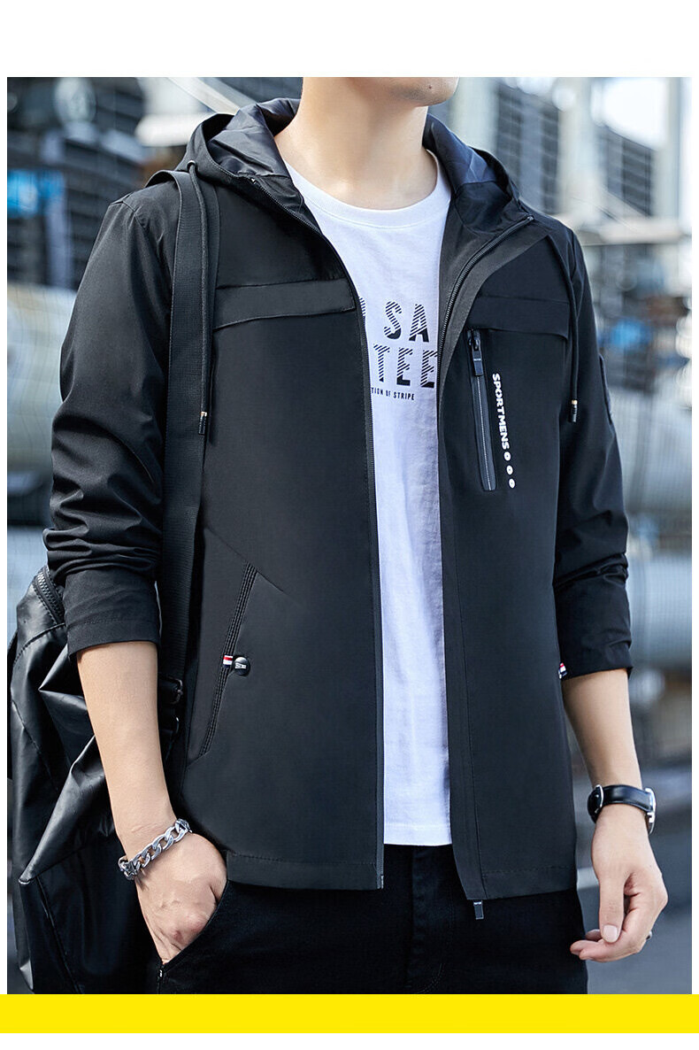 Pierre Cardin Men's Spring Autumn Hooded Loose Windproof Outdoor Sports Casual Jacket Dark Blue 3XL 2
